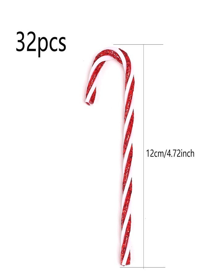 DAHI 32pcs Christmas Candy Cane Ornament Plastic Christmas Tree Hanging Ornament Twisted Red and White Crutch Candy Canes for Xmas Home Christmastree Decoration(red 12cm) - Image 2